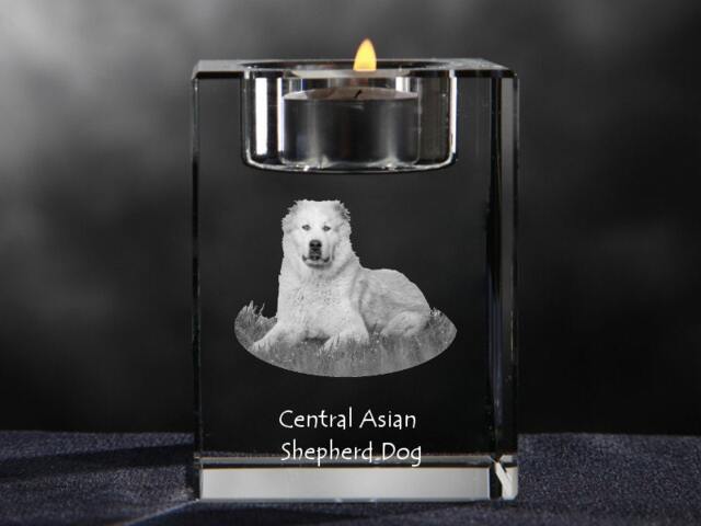 Central Asian Shepherd Dog, Crystal Candlestick With Dog, Souvenir, Decoration, Limited Edition, Collection - image 1