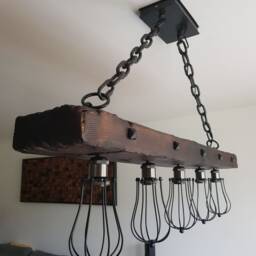 Handmade Wooden Beam Chandelier Rustic Farmhouse Pendant Light - thumbnail 2