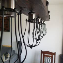 Handmade Wooden Beam Chandelier Rustic Farmhouse Pendant Light - thumbnail 3