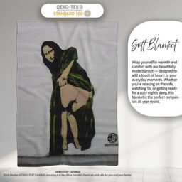 Pregnant Woman in Green Draped Dress Urban Stencil, All Season Comfort, Stylish Room Decoration - Super Soft Fleece Blanket Bed Sofa Throw - thumbnail 3