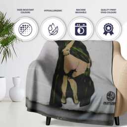 Pregnant Woman in Green Draped Dress Urban Stencil, All Season Comfort, Stylish Room Decoration - Super Soft Fleece Blanket Bed Sofa Throw - thumbnail 2