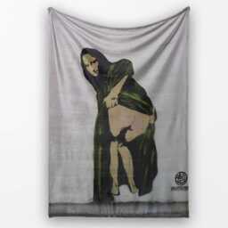 Pregnant Woman in Green Draped Dress Urban Stencil, All Season Comfort, Stylish Room Decoration - Super Soft Fleece Blanket Bed Sofa Throw