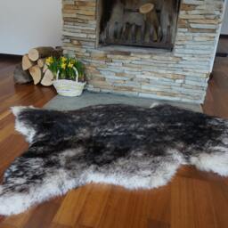 Big Sheepskin Mouflon Black Rug Throw Genuine Leather Sheep Skin Cheap Rugs, Discount Shaggy Rug, Scandinavian Style - thumbnail 3