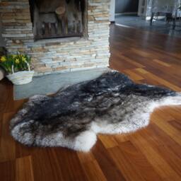 Big Sheepskin Mouflon Black Rug Throw Genuine Leather Sheep Skin Cheap Rugs, Discount Shaggy Rug, Scandinavian Style - thumbnail 2