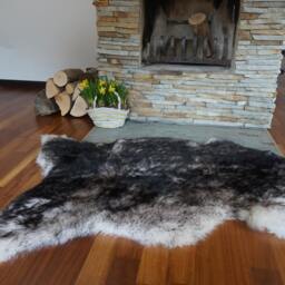 Big Sheepskin Mouflon Black Rug Throw Genuine Leather Sheep Skin Cheap Rugs, Discount Shaggy Rug, Scandinavian Style - thumbnail 4