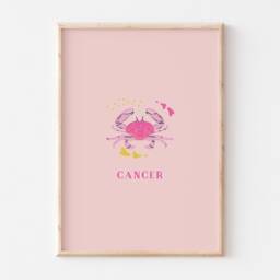 Cancer Star Sign Print, Zodiac Wall Art, Print Poster, Horoscope Astrology Art Gift, Pink - thumbnail 2
