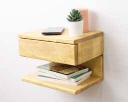 Floating Nightstand - Wall Mounted With Drawer, Wood Bedside Shelf & For Bedroom - Handmade Table - thumbnail 1