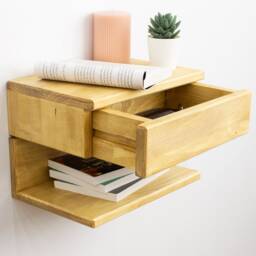 Floating Nightstand - Wall Mounted With Drawer, Wood Bedside Shelf & For Bedroom - Handmade Table - thumbnail 2