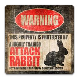 Attack Rabbit Warning Sign, Funny Highly Trained Guard Metal Distressed Farmhouse Wall Decor - thumbnail 3