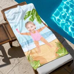 Personalized Swimwear Photo Beach Towel, Oversized Custom Muscle Man Monogram Pool Vacation Gift, Fun Beach Towel - thumbnail 3