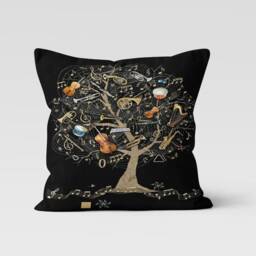 Music Clef Printed Cushion Cover/Musician Instrument Pillow Case/Musical Case/Singing Black Housewarming Gift For Musician - thumbnail 3