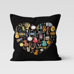 Music Clef Printed Cushion Cover/Musician Instrument Pillow Case/Musical Case/Singing Black Housewarming Gift For Musician - thumbnail 4
