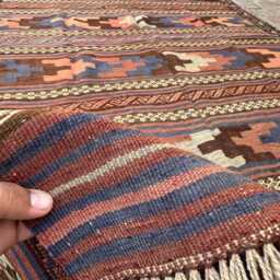4x9 Hand-Knotted Afghan Wool Kilim - Colorful Tribal Flatweave Rug Boho Geometric Accent For Modern Or Rustic Interiors Gift - thumbnail 2