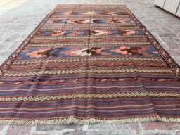 4x9 Hand-Knotted Afghan Wool Kilim - Colorful Tribal Flatweave Rug Boho Geometric Accent For Modern Or Rustic Interiors Gift - thumbnail 1