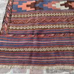 4x9 Hand-Knotted Afghan Wool Kilim - Colorful Tribal Flatweave Rug Boho Geometric Accent For Modern Or Rustic Interiors Gift - thumbnail 4
