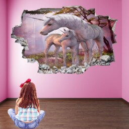 Unicorn Fairy Forest Wall Decal, Kids Bedroom Decor - thumbnail 2