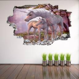 Unicorn Fairy Forest Wall Decal, Kids Bedroom Decor - thumbnail 3