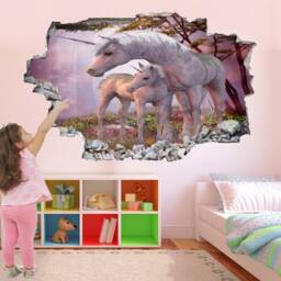 Unicorn Fairy Forest Wall Decal, Kids Bedroom Decor - thumbnail 1