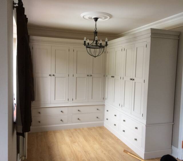 Wardrobe - Corner Wardrobe 8 Door Drawer Fluted Style - image 1