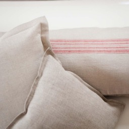 Linen Lumbar Pillow Cover French Farmhouse Style With Red Stripes - thumbnail 2