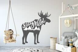 Stay Wild Moose & Mountains/Wilderness Wall Decal Sticker Nursery Decor Kids Bedroom