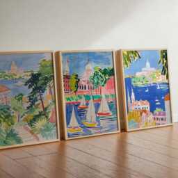 Set Of 3 Madison Wisconsin Posters, Vintage Travel Prints, Usa City Skyline Wall Art, State Capital Decor, Midwest Poster - thumbnail 3