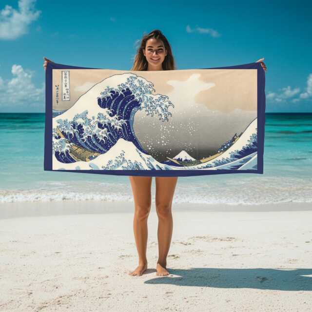 Beach Towel, Hokusai Japanese Art - image 1