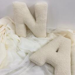 Ivory Boucle Letter Pillow Personalized Faux Fur Alphabet Cushion - thumbnail 3