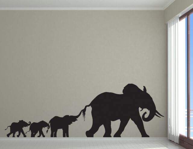 Elephants Wall Decal, Safari Decor, Nursery Jungle Design, Elephant Wildlife Silhouette, African Themed Art - image 1