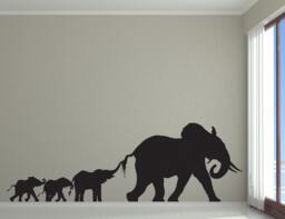 Elephants Wall Decal, Safari Decor, Nursery Jungle Design, Elephant Wildlife Silhouette, African Themed Art - thumbnail 1
