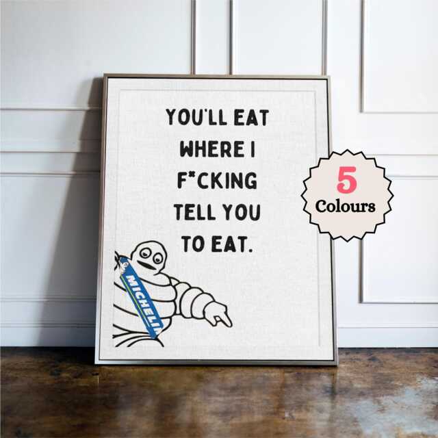 Funny Michelin Man Kitchen Print, Retro Wall Art, Sweary Food Poster, Restaurant Style Decor, Chef Gift - image 1
