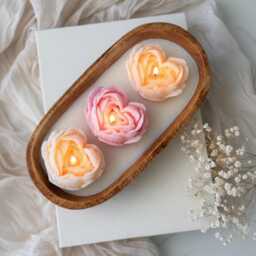3 Wick Valentine's Day Heart Candle, Large Floral Dough Bowl Candle, Romantic Gift For Her, Romantic Decor, Anniversary Candle Gift Her - thumbnail 2