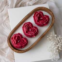 3 Wick Valentine's Day Heart Candle, Large Floral Dough Bowl Candle, Romantic Gift For Her, Romantic Decor, Anniversary Candle Gift Her - thumbnail 1