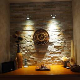Mistral Ship Wheel Nautic Clock Massive Wooden Intarsia Made From 2 Sorts Of Wood Walnut & Maple - thumbnail 2