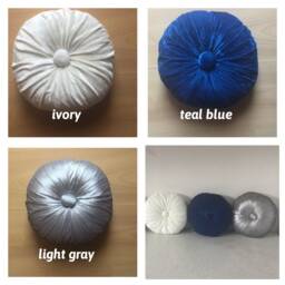 Handmade Velvet Round Pillow - Decorative Throw Cushion, French Country Decor - thumbnail 4