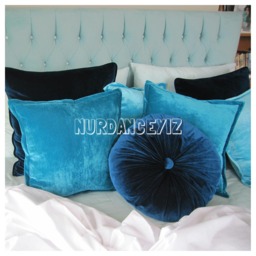 Handmade Velvet Round Pillow - Decorative Throw Cushion, French Country Decor