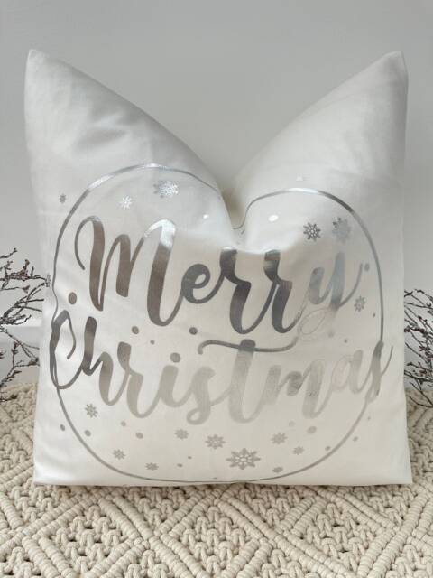 Merry Christmas Luxury Silver Grey Cushions The Couture Cushion - image 1