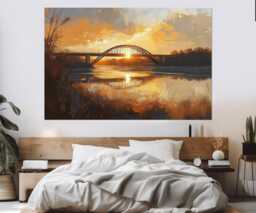 Scenic Bridge in Arkansas Painting Canvas Print, Wall Art, Landscape, Decor, Framed & Ready To Hang - thumbnail 1