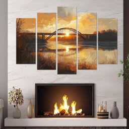 Scenic Bridge in Arkansas Painting Canvas Print, Wall Art, Landscape, Decor, Framed & Ready To Hang - thumbnail 3