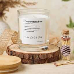 Personalised Gift For Couple With Names Forever Starts Here Candle Romantic Wedding Engagement Keepsake Bride & Groom Newlywed - thumbnail 1