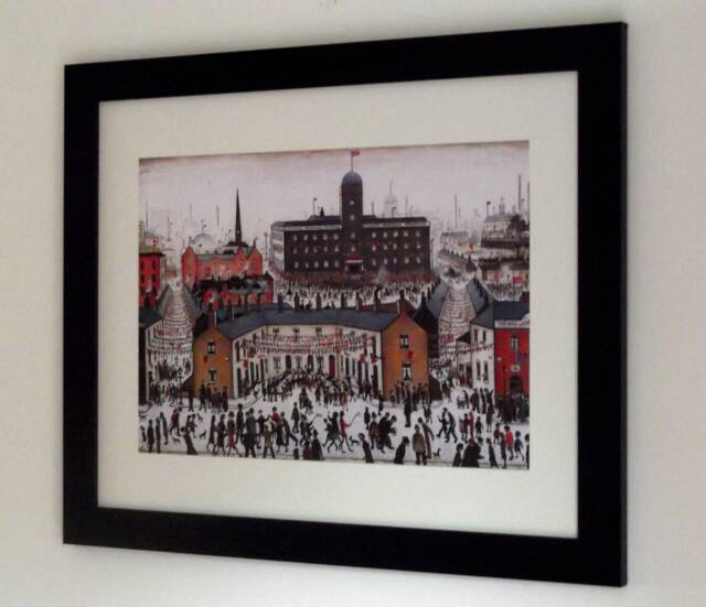 L S Lowry Print - V E Day Black Frame, Textured Art Paper, White Mount - image 1
