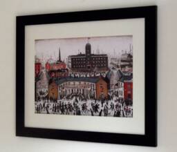L S Lowry Print - V E Day Black Frame, Textured Art Paper, White Mount - thumbnail 1