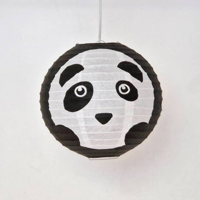Hand-Painted Panda Lamp On Japanese Paper Lantern Interior Decoration Red Children's Room & Baby Nursery - image 1