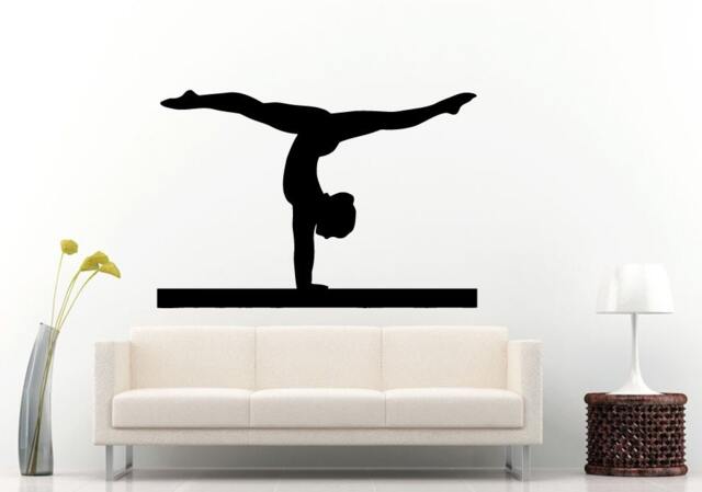 Aerobics Rhythmic Gymnastics Gymnast Girls Females Silhouette Wall Decal Vinyl Sticker Mural Room Decor L789 - image 1