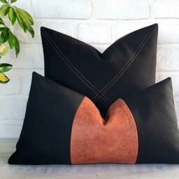 Terracotta & Black Color Block Lumbar Pillow Cover - thumbnail 4