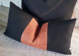 Terracotta & Black Color Block Lumbar Pillow Cover