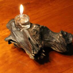 Candle Holder // Centerpiece Natural Wood Driftwood Reclaimed Wood Glass Candles Wabi Sabi Lamp Oil - thumbnail 2
