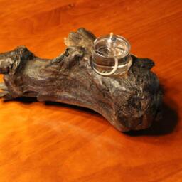 Candle Holder // Centerpiece Natural Wood Driftwood Reclaimed Wood Glass Candles Wabi Sabi Lamp Oil - thumbnail 3