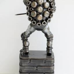 Turtle Boy Scrap Metal Sculpture, Handmade Recycled Steel Art, Unique Anniversary Gift For Him - thumbnail 3