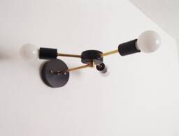Three Arm Extended Sconce - Brass Wall Light Pinwheel Modern Entryway Kitchen Lighting Bedroom Bathroom Ul Listed - thumbnail 1